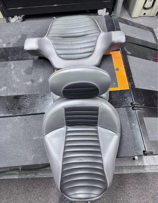 Harley-Davidson Custom Shaved Touring Seat Bundle with Backrest & Tour-Pak Cushions - Grey/Black